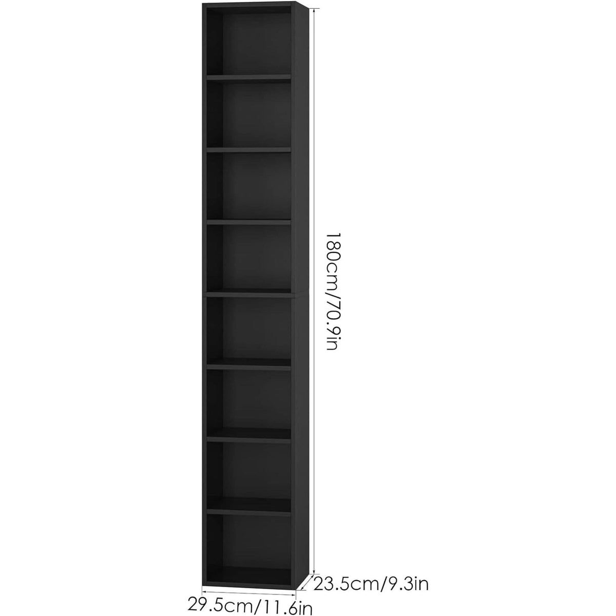 8 Tier Media Tower Rack With Adjustable Shelves Black 70 Inch Tall