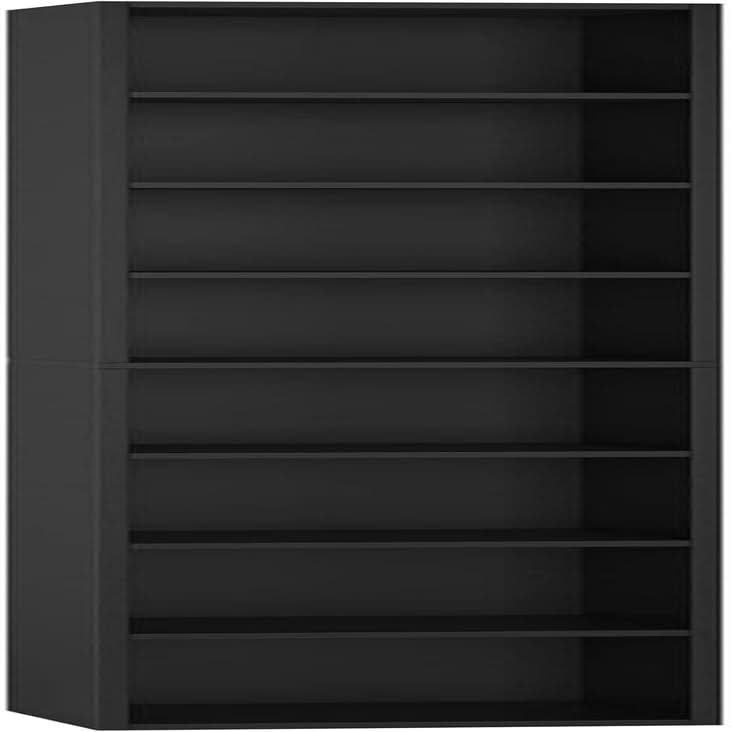 8 Tier Media Tower Rack With Adjustable Shelves Black 70 Inch Tall
