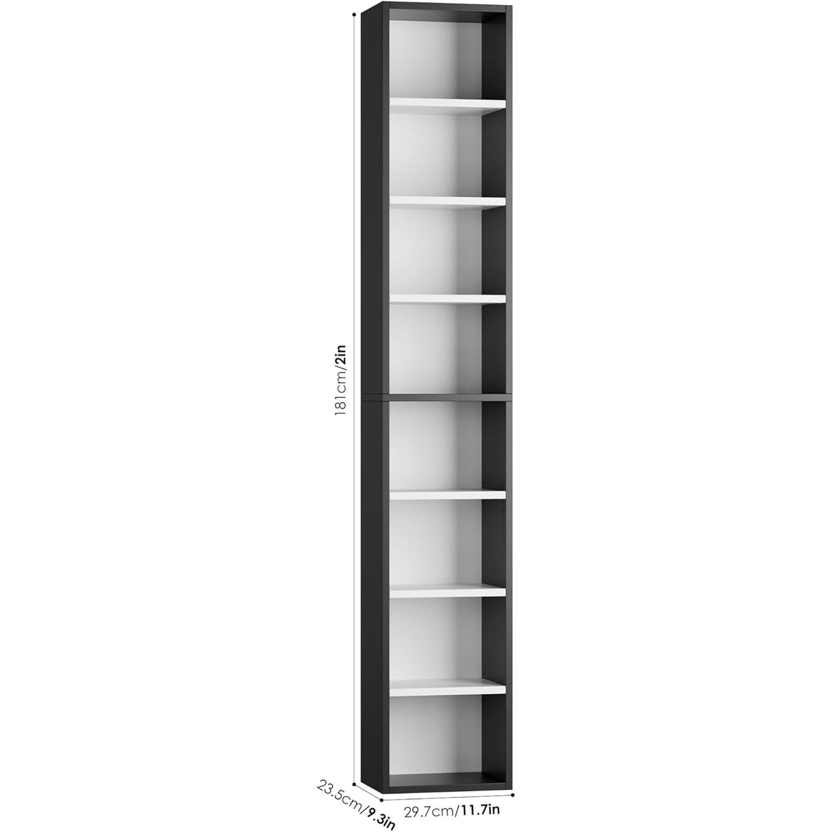 8 Tier Media Tower Rack With Adjustable Shelves Black White