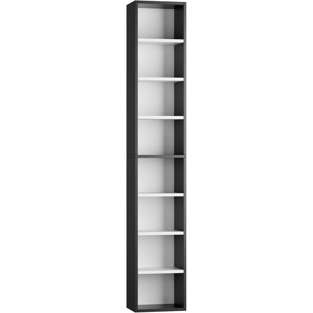 8 Tier Media Tower Rack With Adjustable Shelves Black White