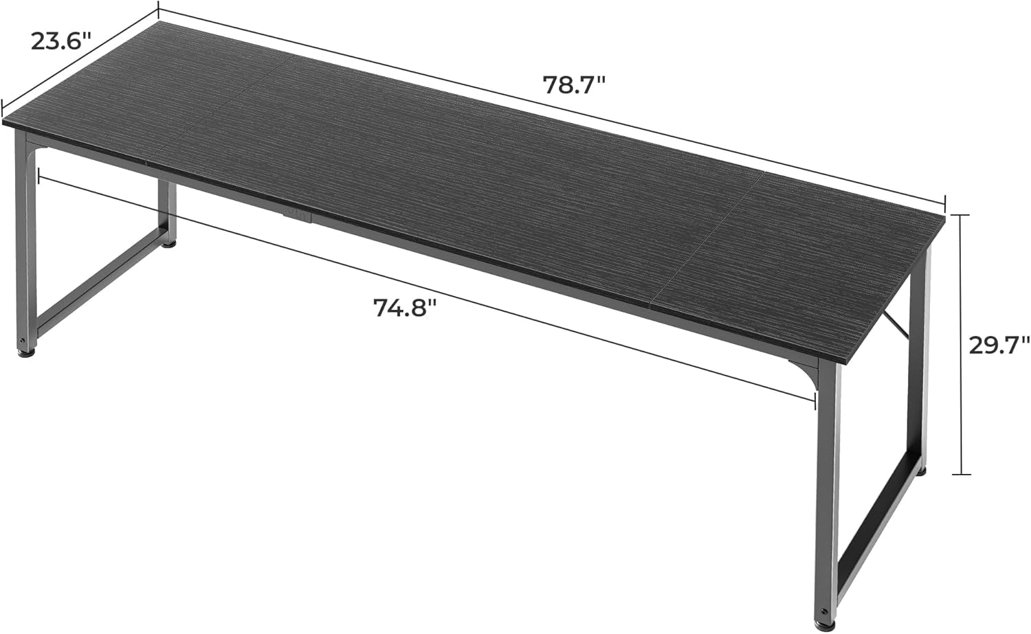 80 Inch Computer Desk With Storage Black Home Office