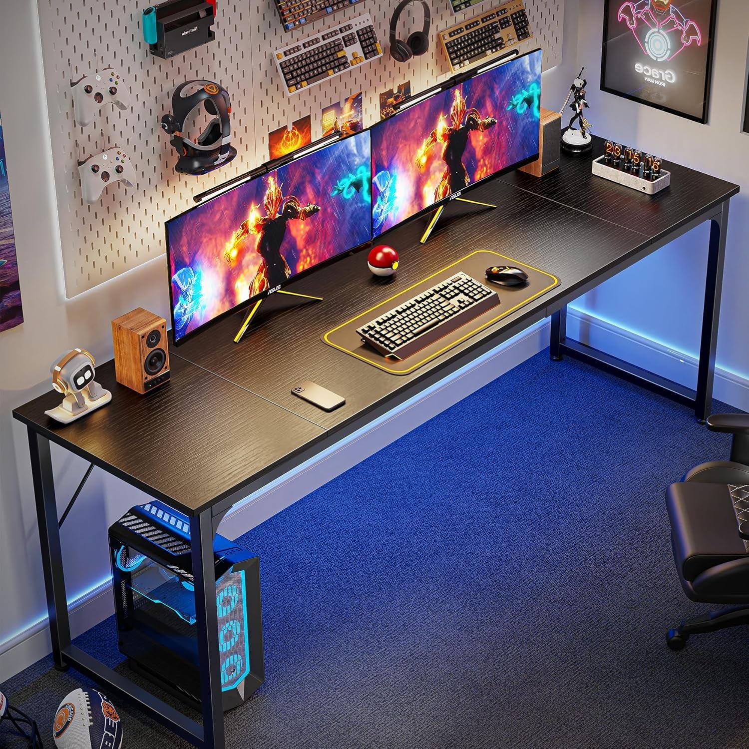 80 Inch Computer Desk With Storage Black Home Office