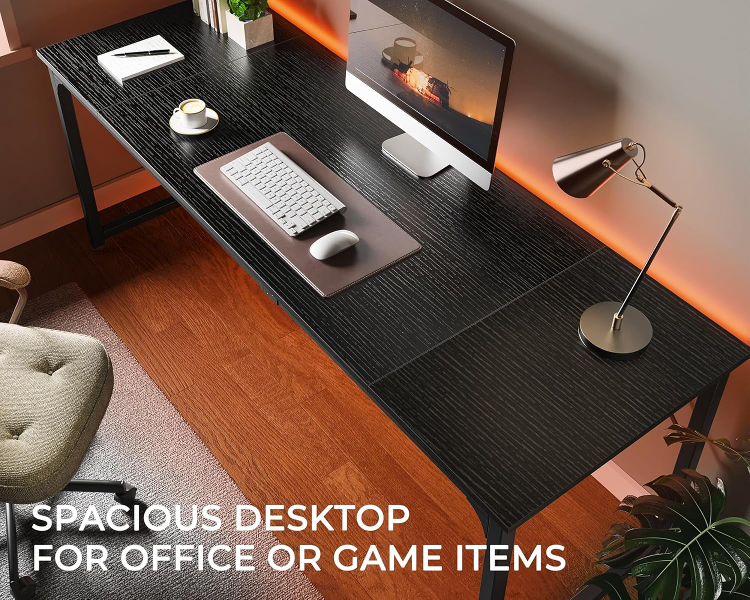 80 Inch Computer Desk With Storage Black Home Office