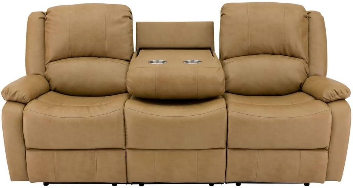 80 Inch RV Triple Recliner Sofa With Wall Hugger Console