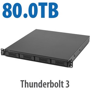 80.0TB (4x8.0TB NVMe + 3x16.0TB HDD) Flex 1U4 4-Bay Rackmount Thunderbolt Storage,