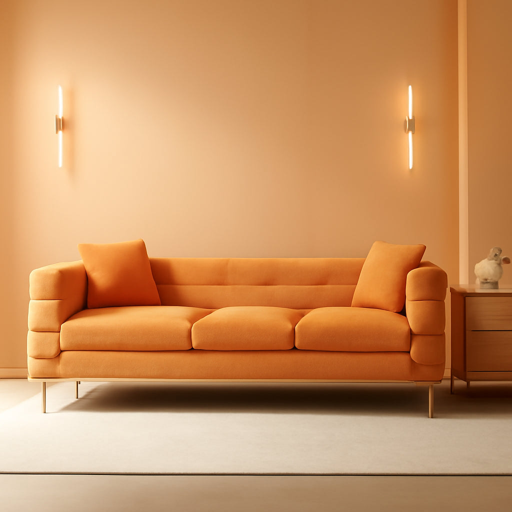 81 Inch Orange Corner L Shaped Sofa Sectional Couch