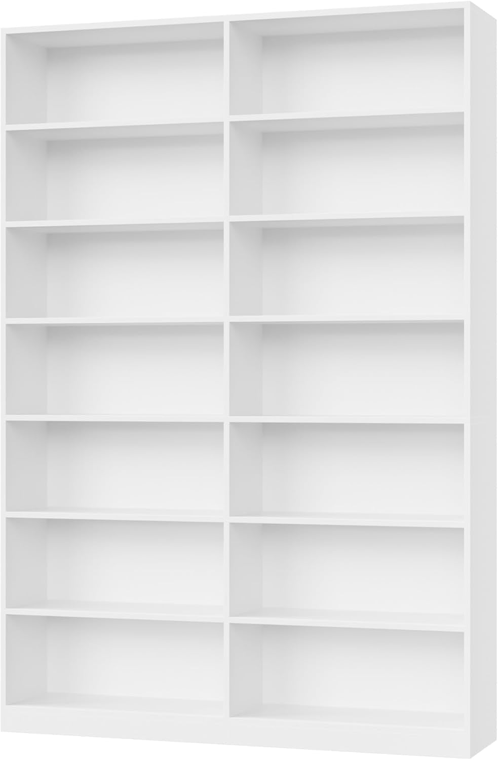 83 Inch Tall White Dual Row Seven Tier Storage Bookshelf