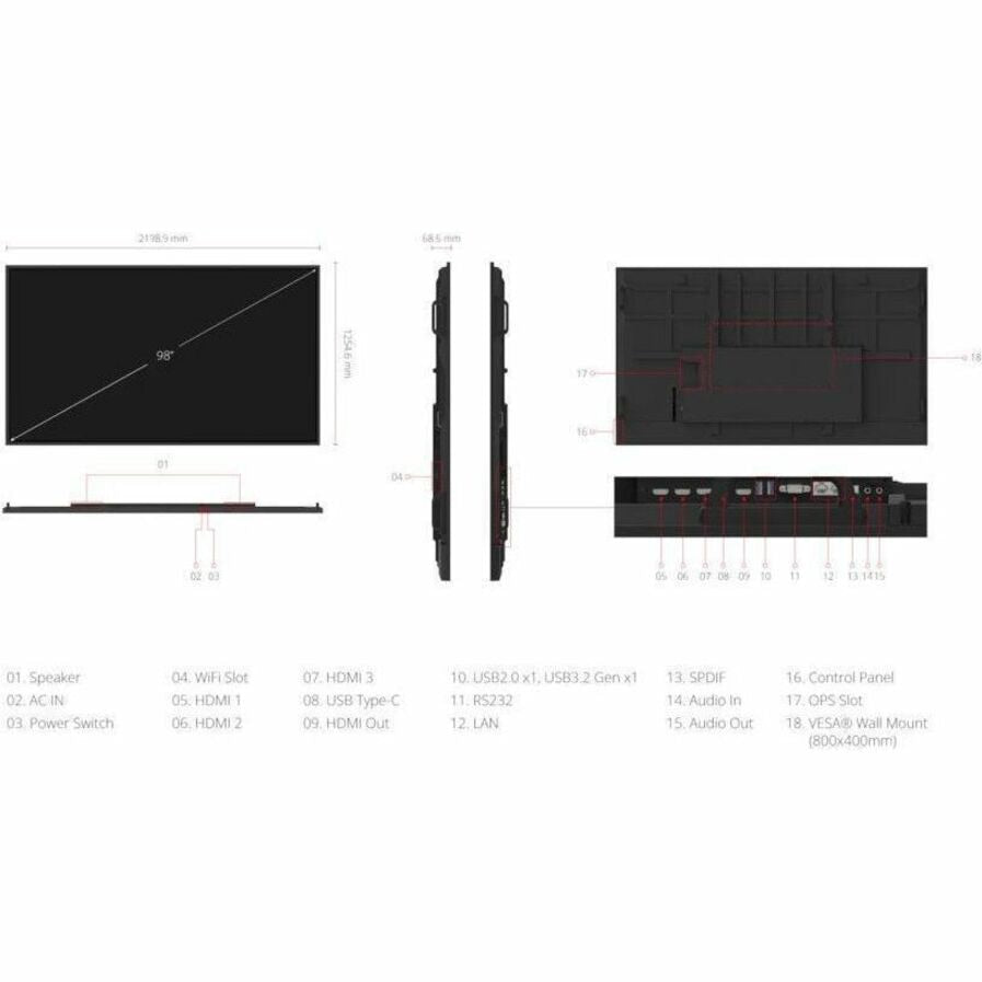 ViewSonic 98in 4K Commercial Display CDE9831