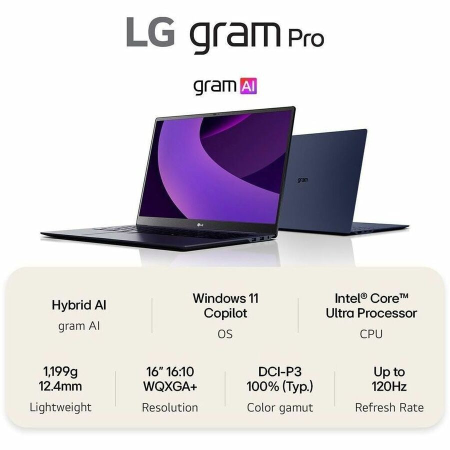 LG gram Pro 16Z90TP - 16" OLED Laptop, Intel Core Ultra 7