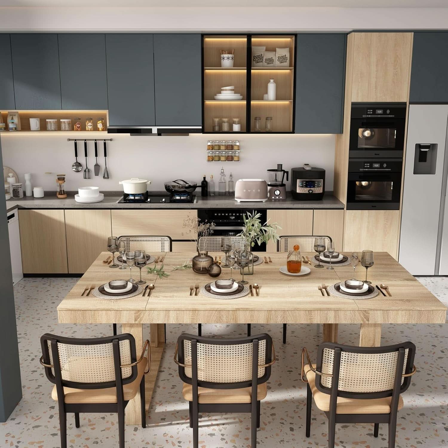 86 Inch Wooden Dining Table Modern For Family Dinners