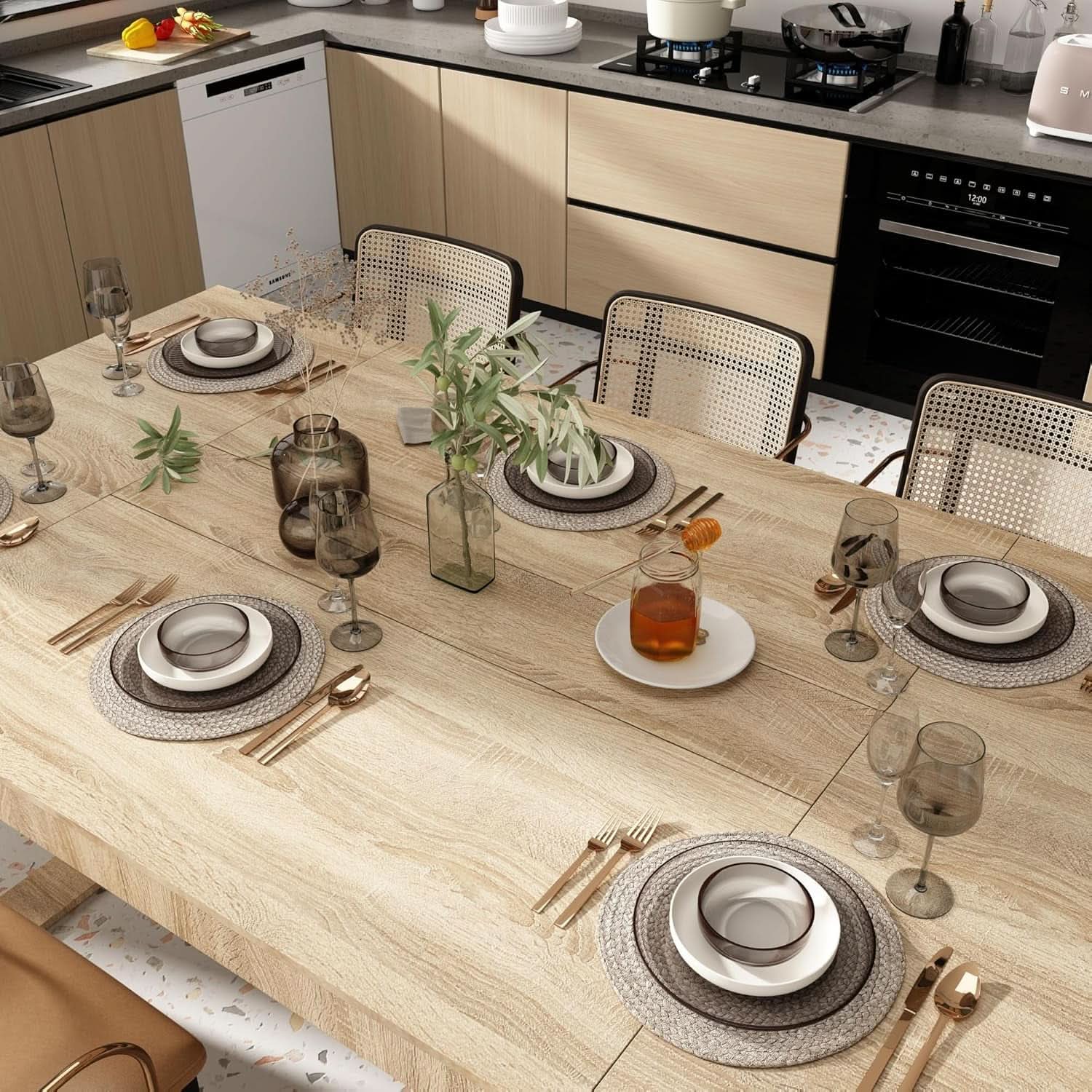 86 Inch Wooden Dining Table Modern For Family Dinners