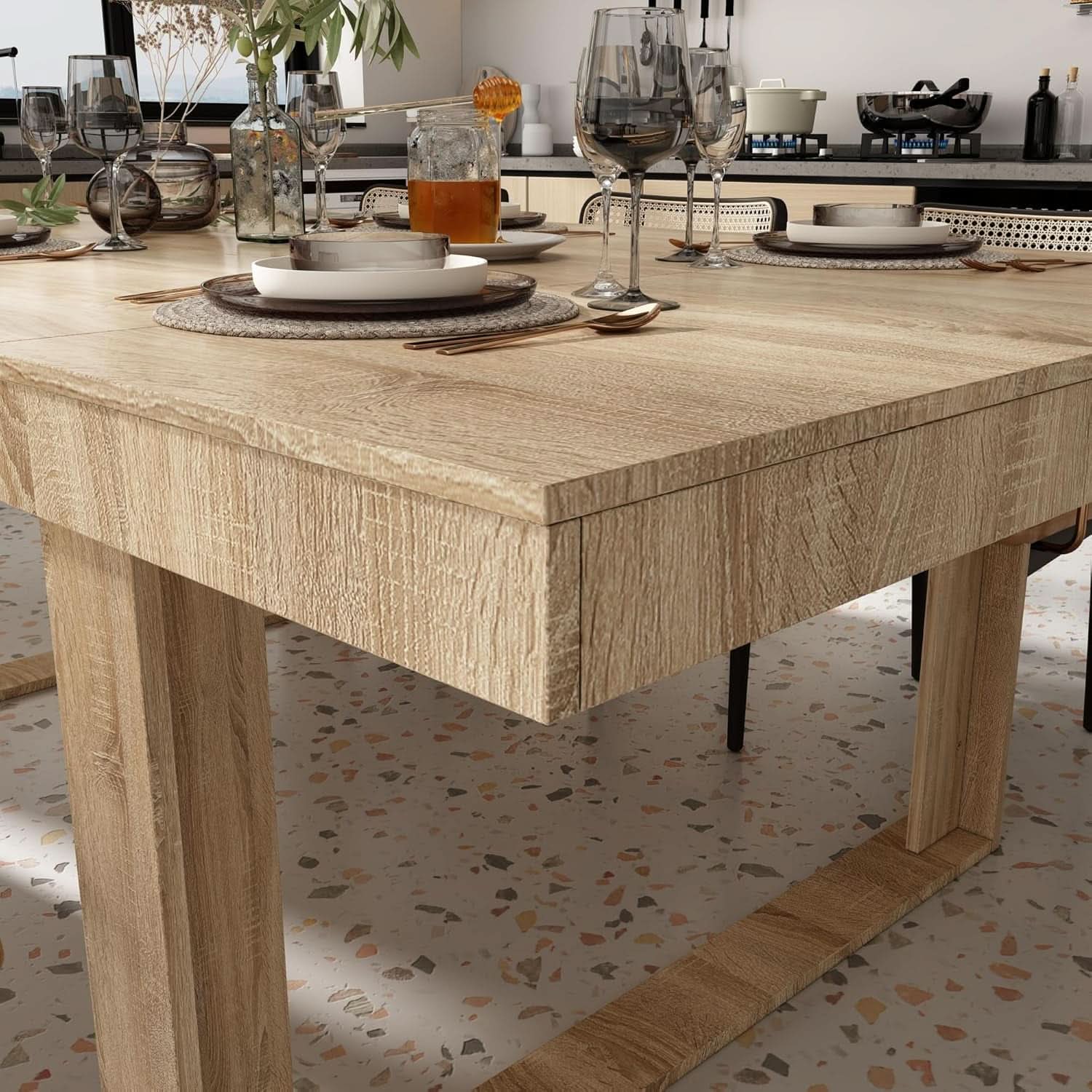 86 Inch Wooden Dining Table Modern For Family Dinners