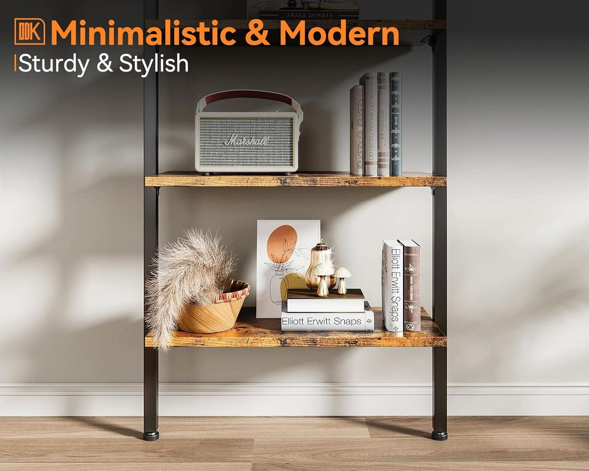 87 Inch Wall Mounted Ladder Shelf With Metal Frame
