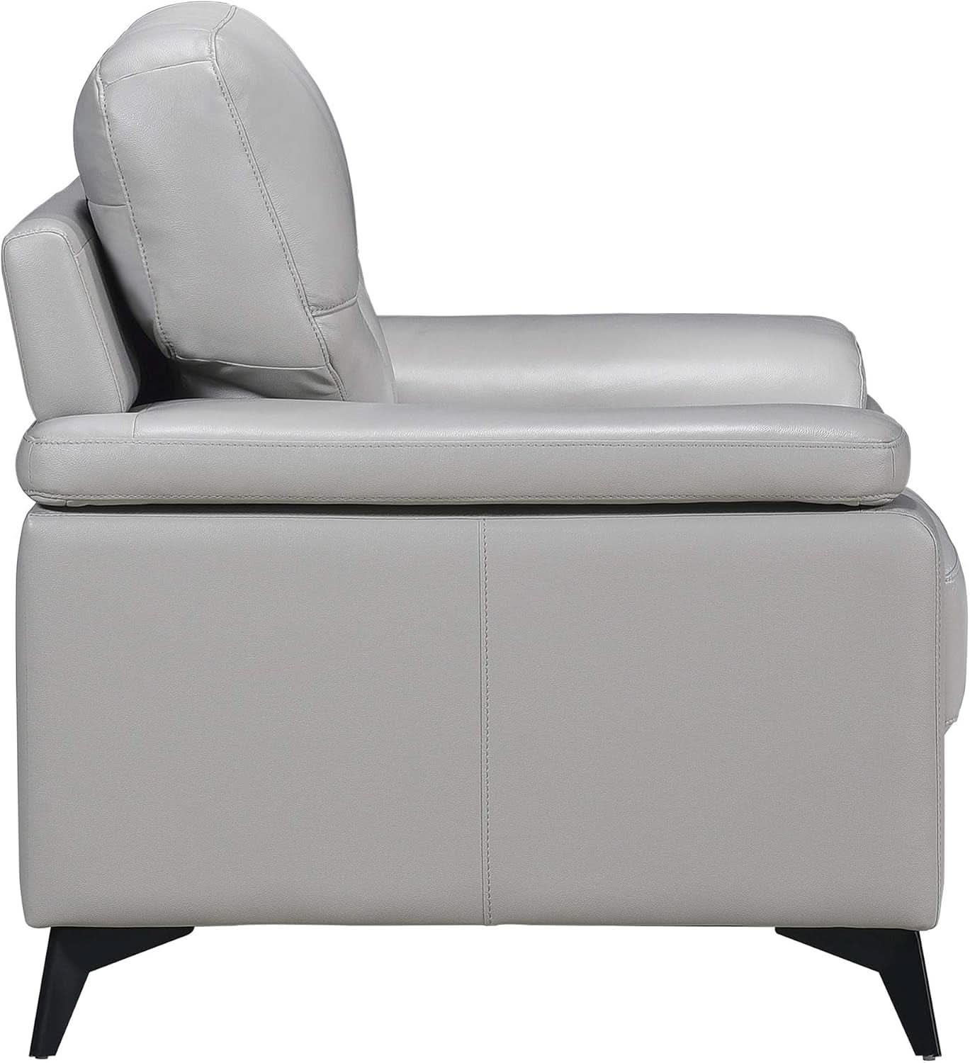 89 Inch Leather Sofa Silver Gray With Metal Legs Wood Frame