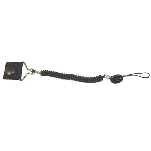 8.5" Elastic Coiled Safety Tether with Snap Button Cap at One End and Cord Loop at Other End