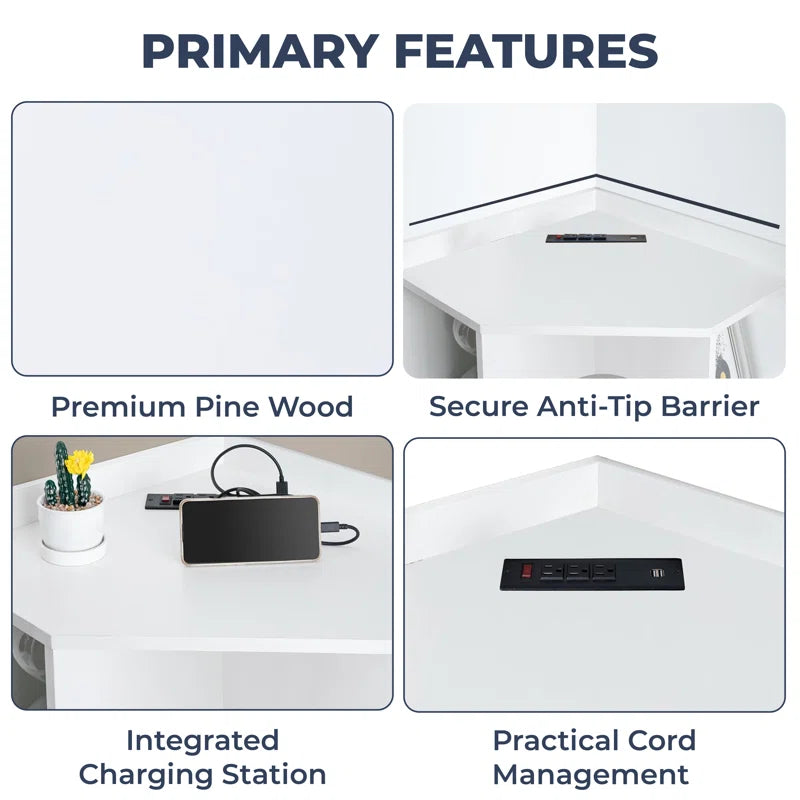 9-Cube Corner Cabinet With USB Ports And Outlets For Living