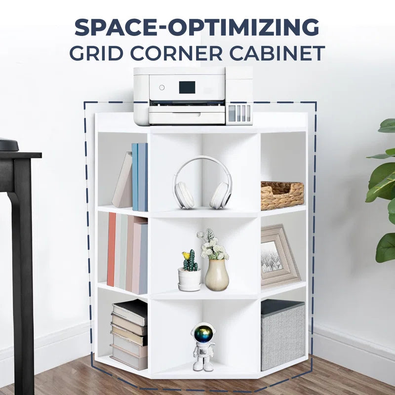 9-Cube Corner Cabinet With USB Ports And Outlets For Living