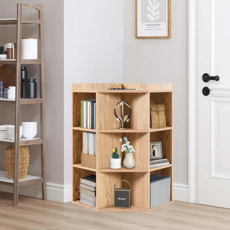 9-Cube Corner Cabinet With USB Ports And Outlets For Living