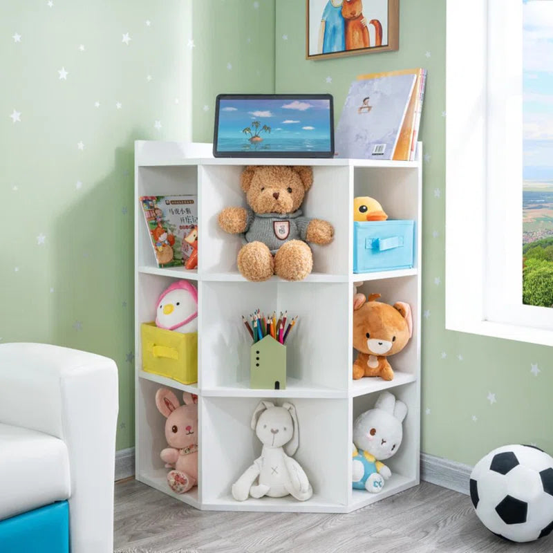 9-Cube Corner Cabinet With USB Ports And Outlets For Living