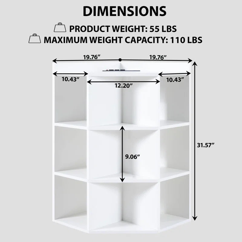 9-Cube Corner Cabinet With USB Ports And Outlets For Living