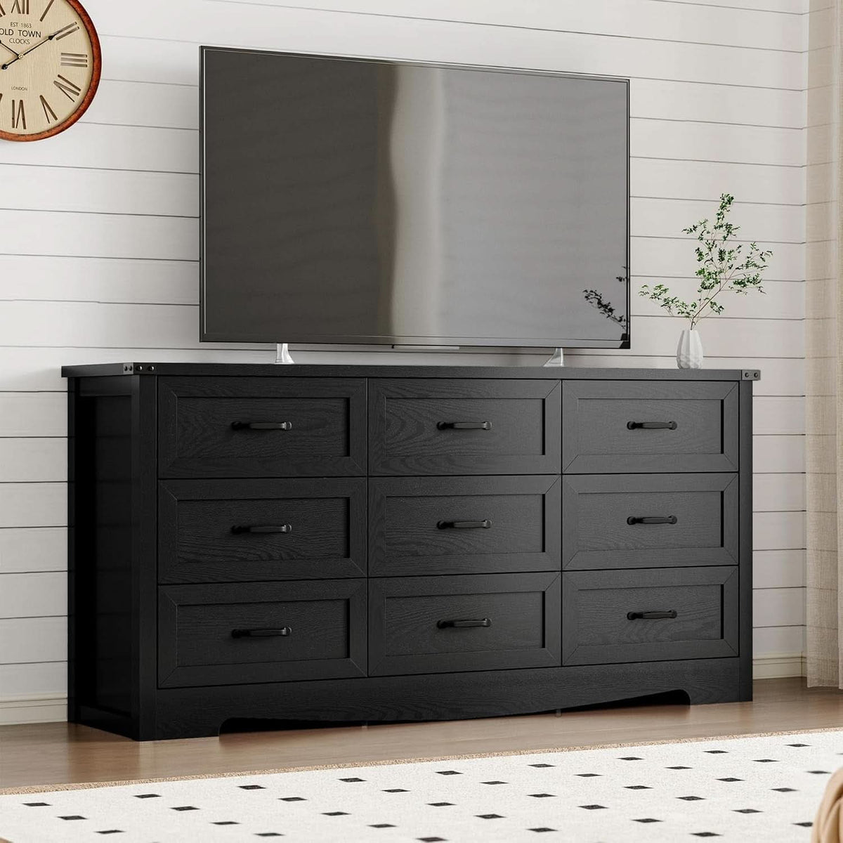 9 Drawer Dresser For Bedroom Modern Wooden Anti Tip