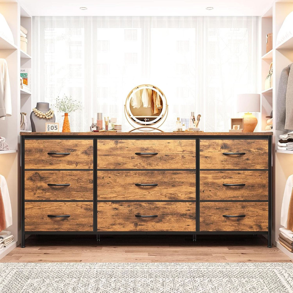 9 Drawer Dresser TV Stand For 60 Inch TV Modern Console