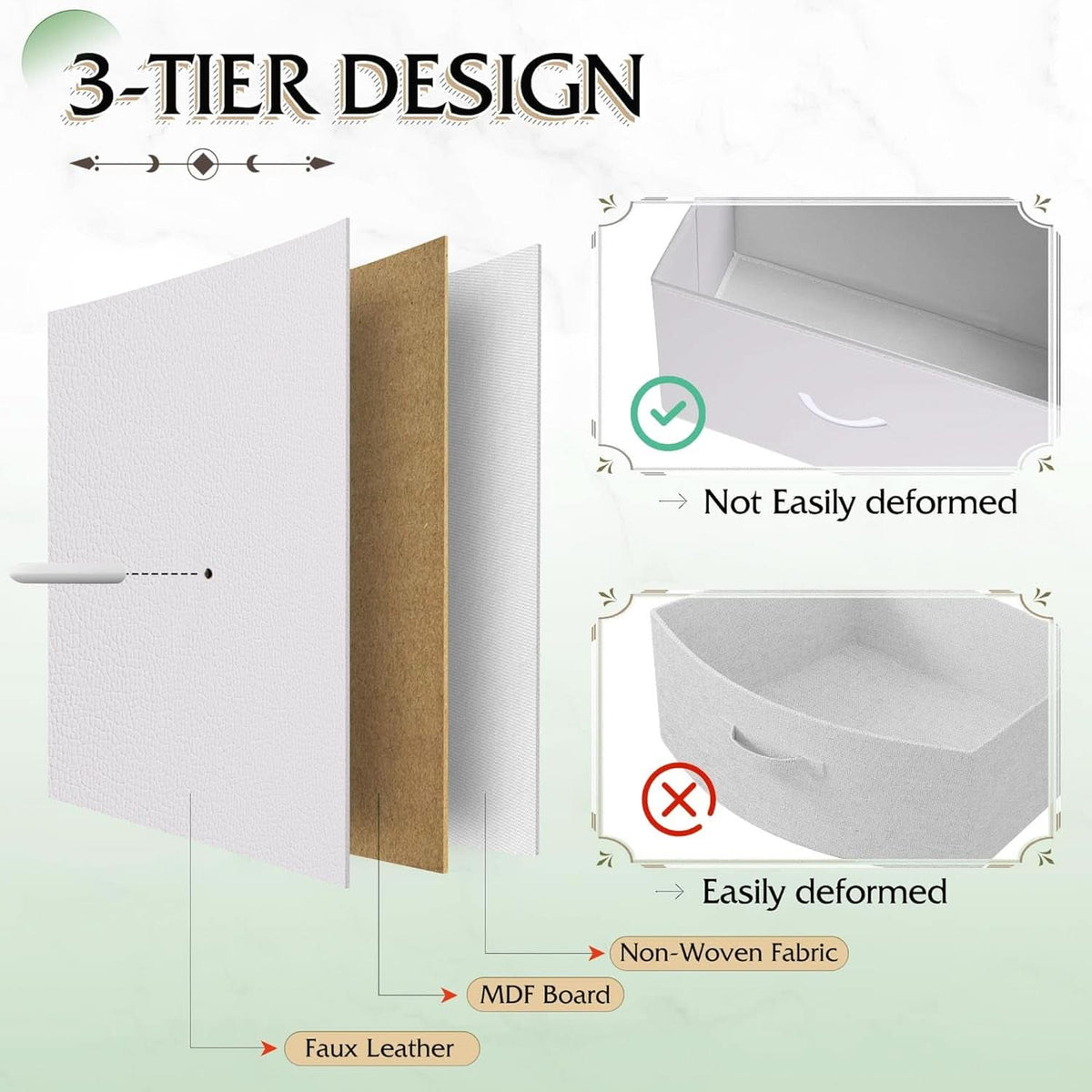 9 Drawer Fabric Dresser White With Steel Frame And Wood Top