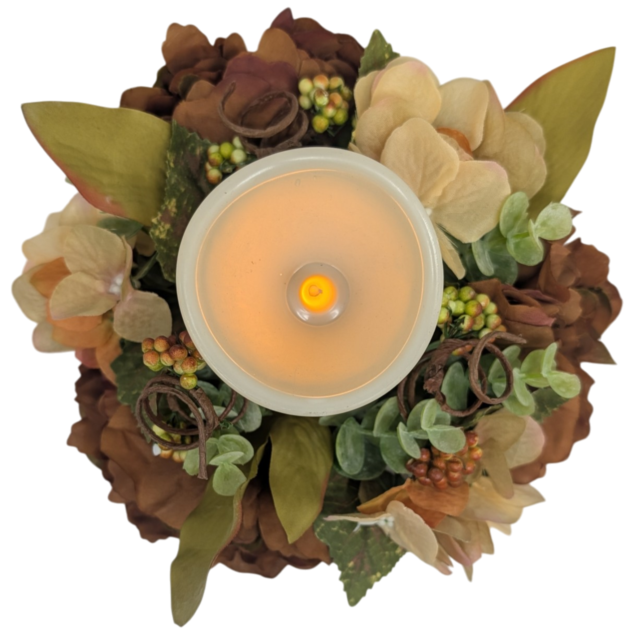 9-Inch Autumn Candle Ring with LED Pillar Candle