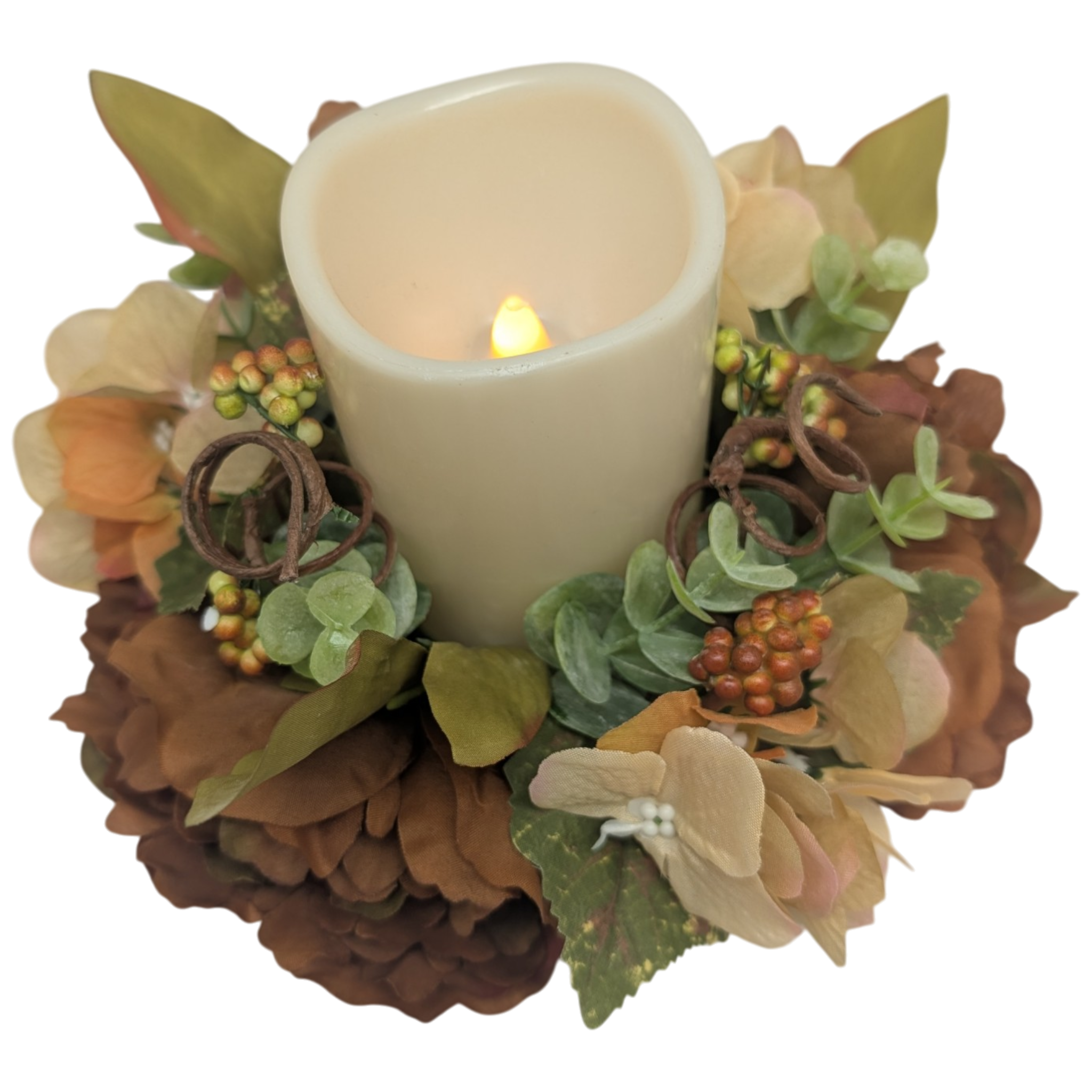 9-Inch Autumn Candle Ring with LED Pillar Candle