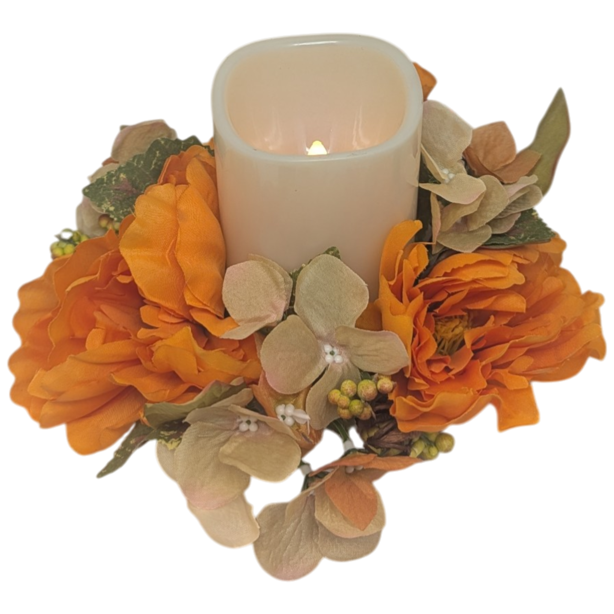 9-Inch Harvest Candle Ring with LED Pillar Candle
