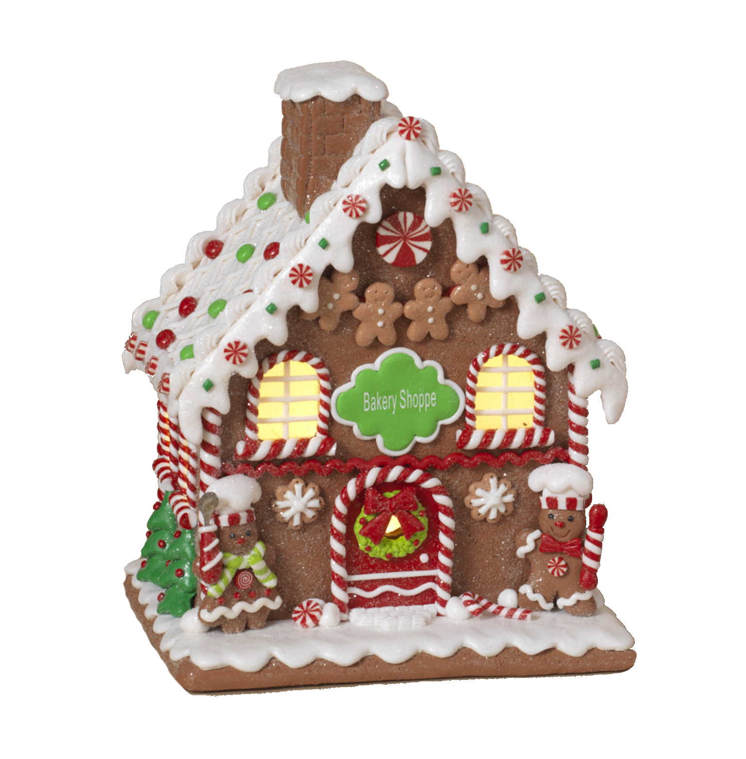 9" Lighted Clay Dough Gingerbread Bakery