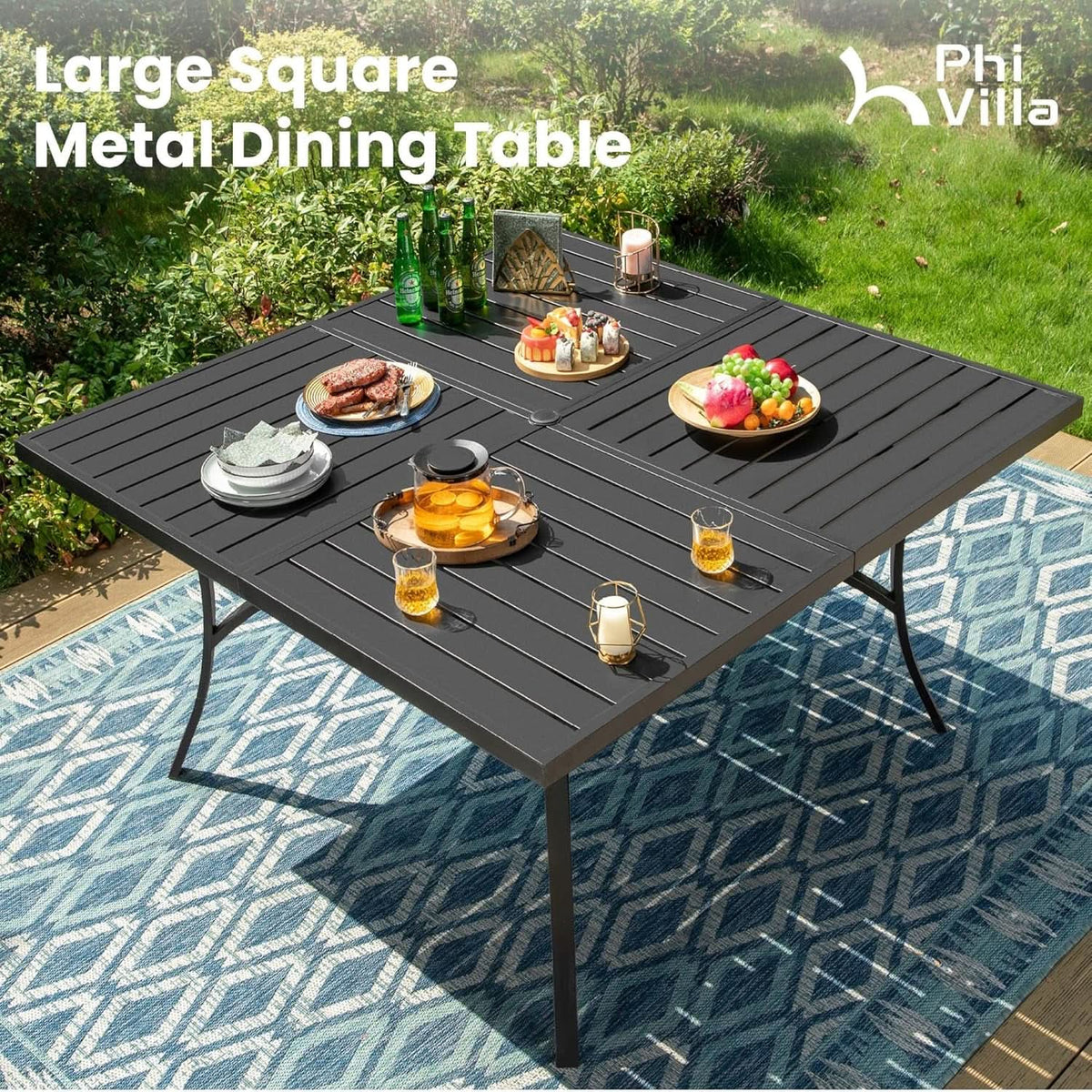 9 Piece Outdoor Dining Set Blue Patio Table With Chairs