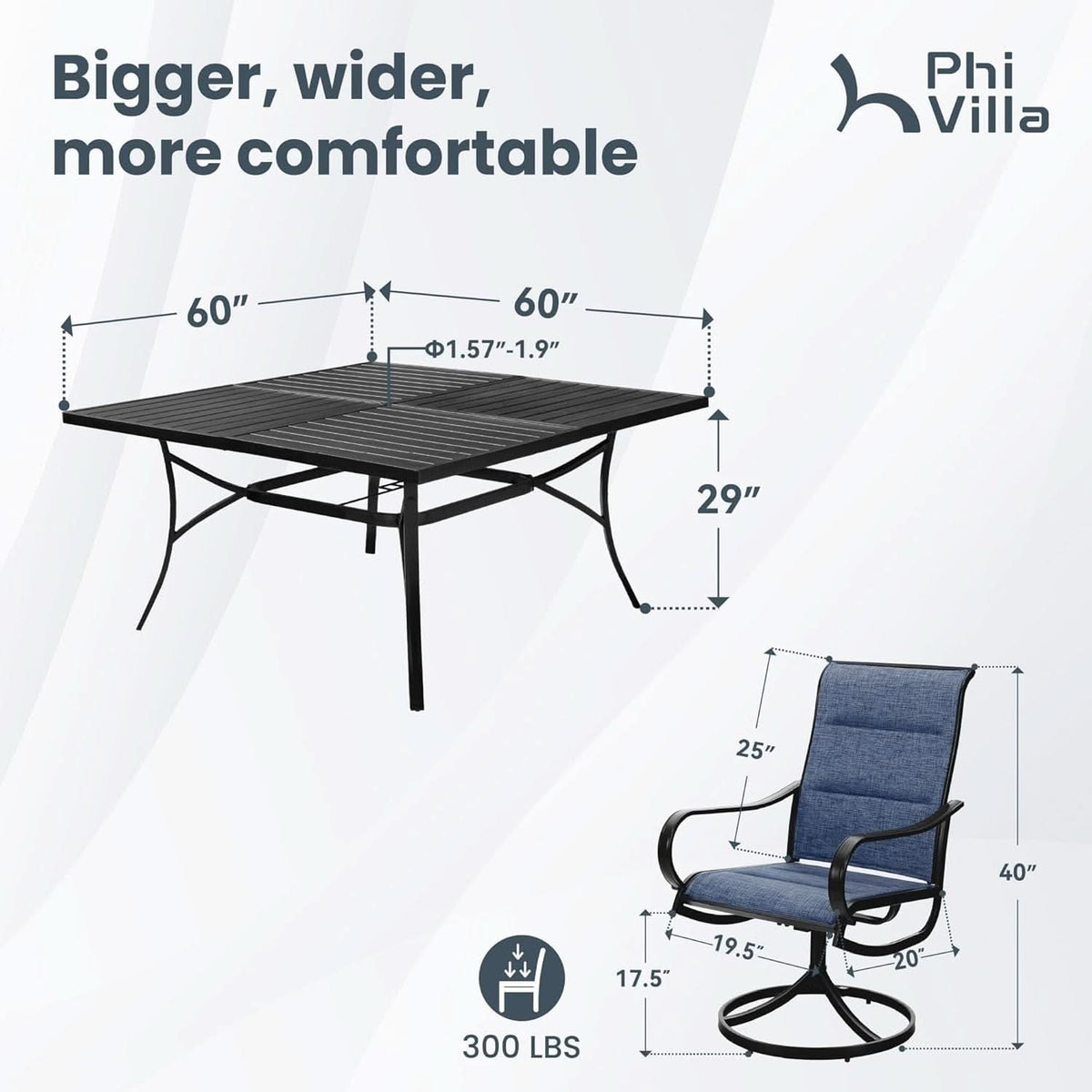 9 Piece Outdoor Dining Set Blue Patio Table With Chairs