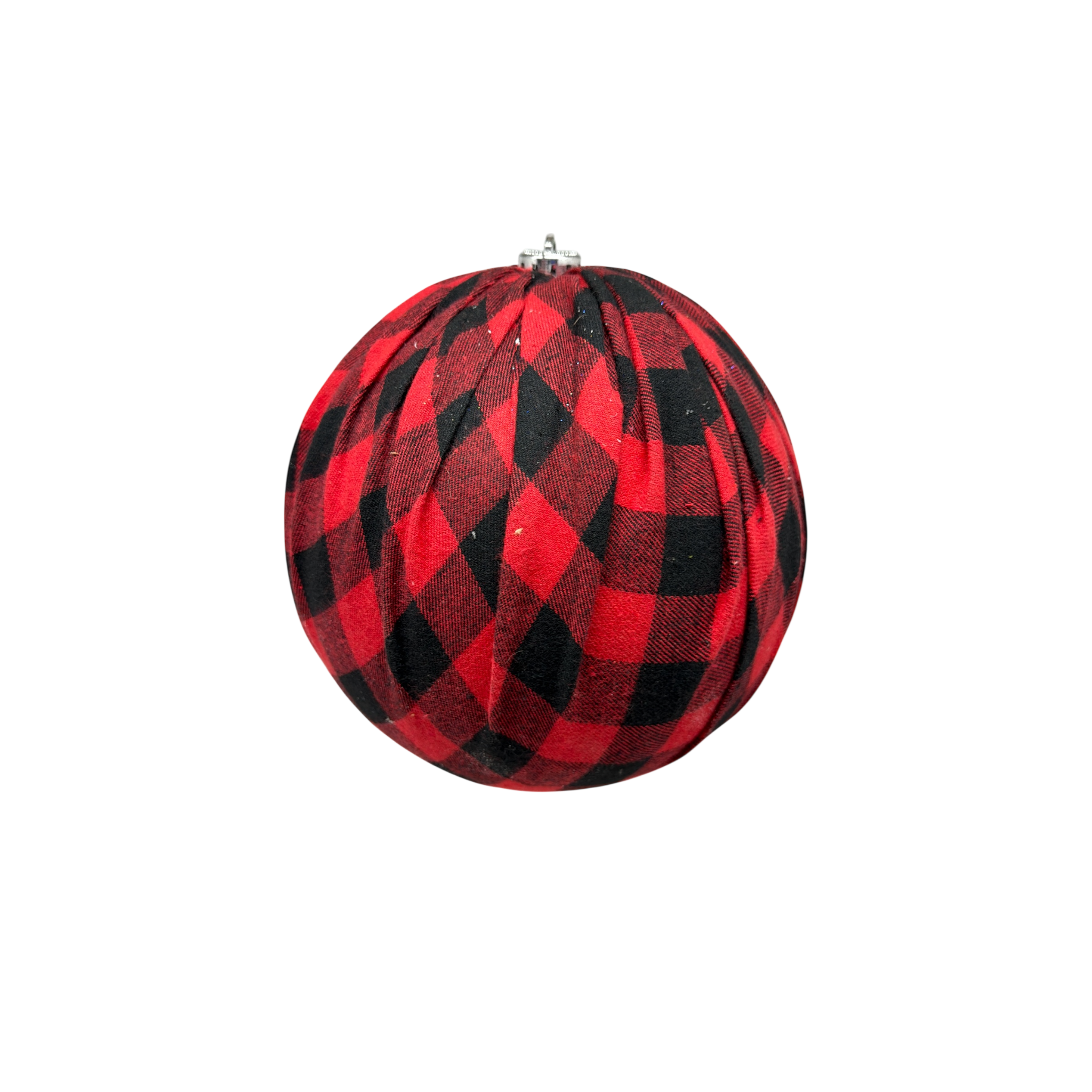 9" Shatterproof Buffalo Plaid Fabric Wrapped Ball Ornament
