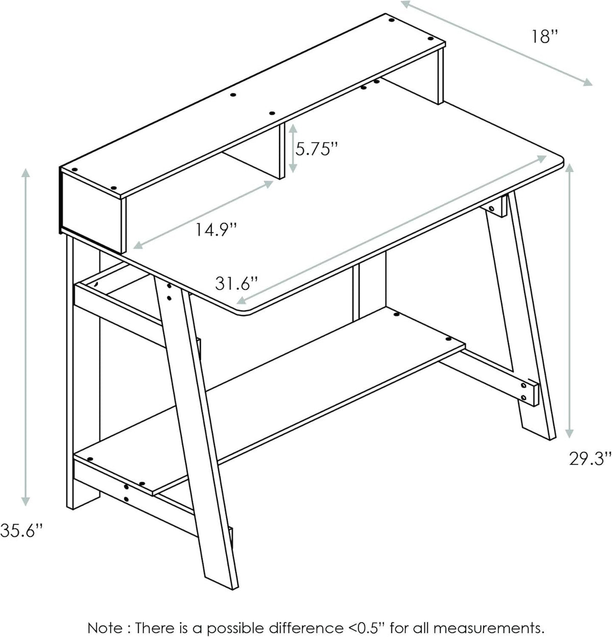 A Frame Computer Desk with Hutch Storage in Columbia Walnut