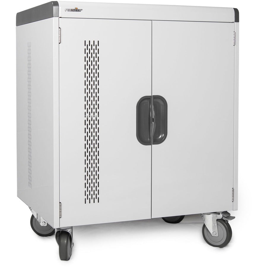 AC Charging Cart Up to 32 Devices - Rocstor Volt V32 Steel Enclosure Notebook Chromebook Charging Station VT0V32-01