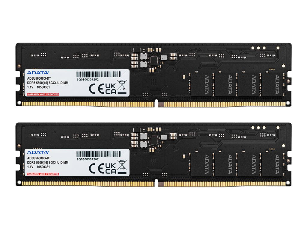ADATA - DDR5 - kit - 32 GB: 2 x 16 GB - DIMM 288-pin - 5600 MHz / PC5-44800 - 1.1 V - unbuffered - on-die ECC