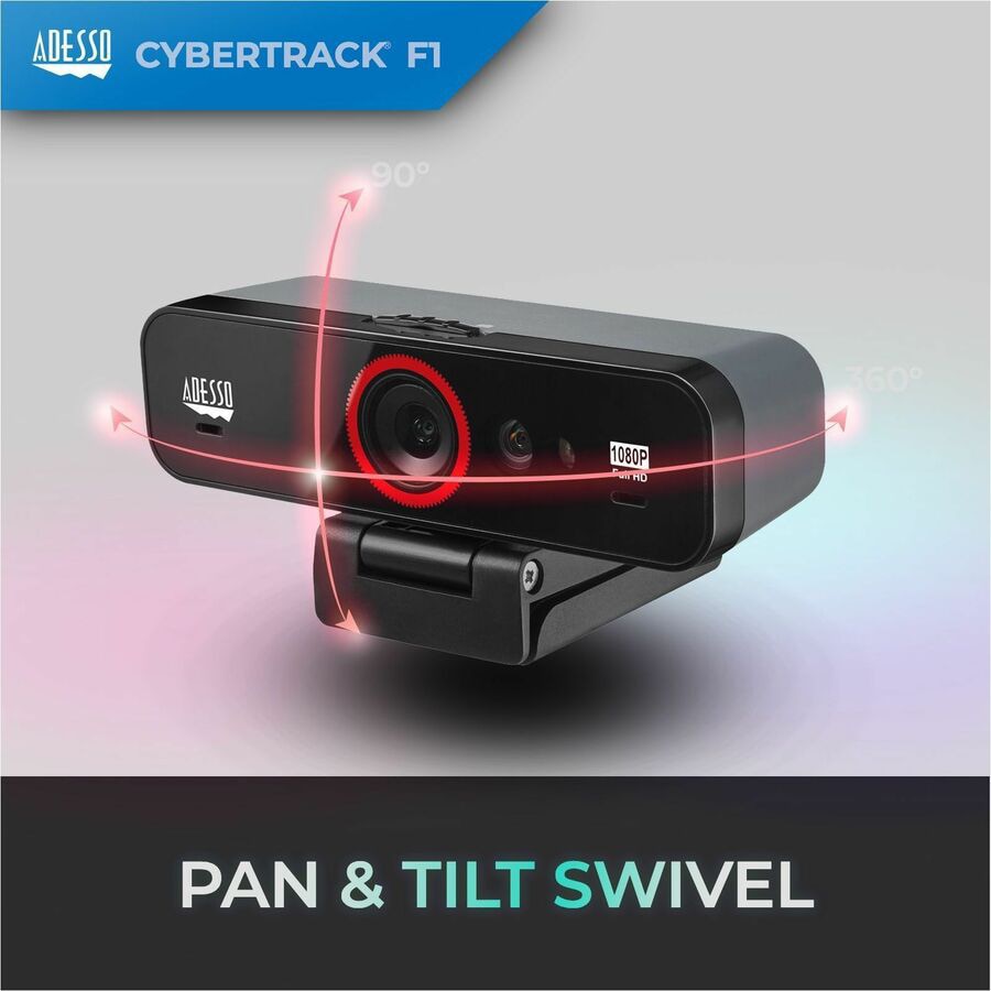 ADESSO CYBERTRACKF1 1080P HD USB Webcam with Privacy Shutter