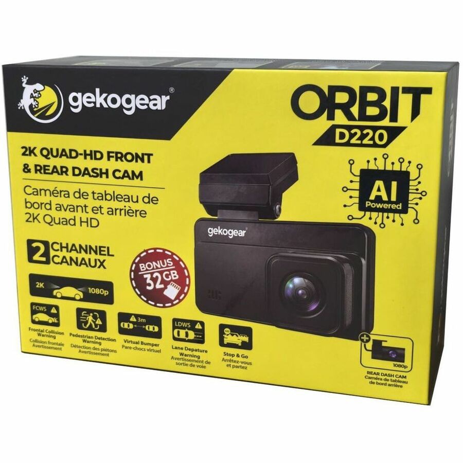ADESSO Orbit ORBITD220 Dual-Channel Dashcam with OrbitVision AI Safety Alerts