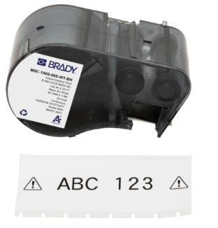 ALL WEATHER PERMANENT ADHESIVE VINYL LABELS FOR BMP51 M511 PRINTERS - 1.5IN, BLACK ON WHITE