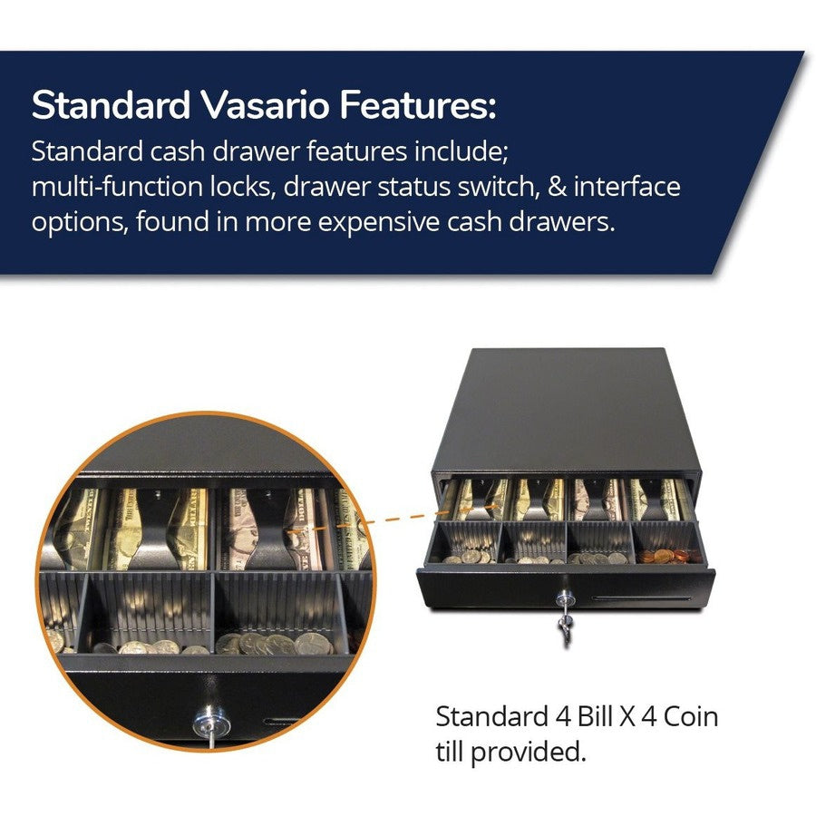 APG Vasario Cash Drawer Black 1 Media Slot MultiPRO 320
