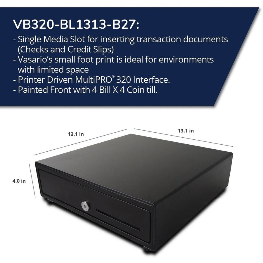 APG Vasario Cash Drawer Black 1 Media Slot MultiPRO 320