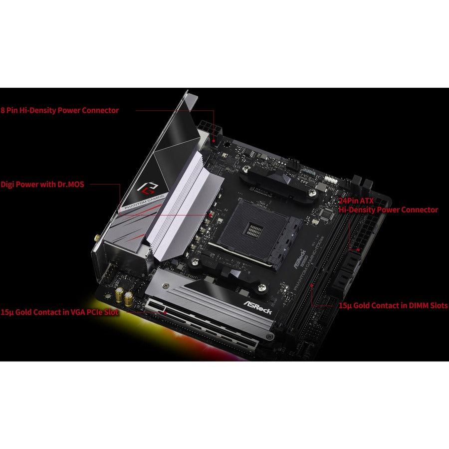 ASRock B550 Phantom Gaming-ITX/ax Desktop Motherboard - AMD B550 Chipset - Socket AM4 - Mini ITX