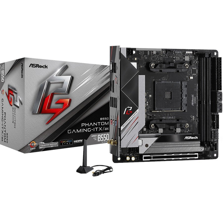 ASRock B550 Phantom Gaming-ITX/ax Desktop Motherboard - AMD B550 Chipset - Socket AM4 - Mini ITX