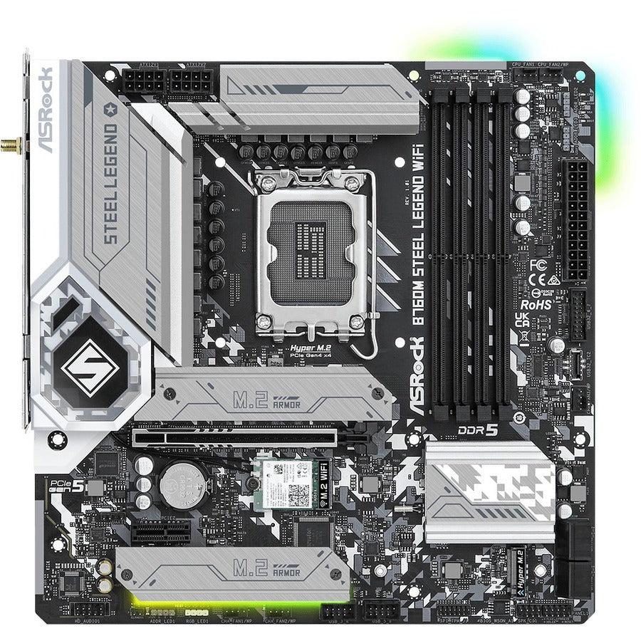 ASRock B760M Steel Legend WiFi Gaming Desktop Motherboard - Intel B760 Chipset - Socket LGA-1700 - Micro ATX