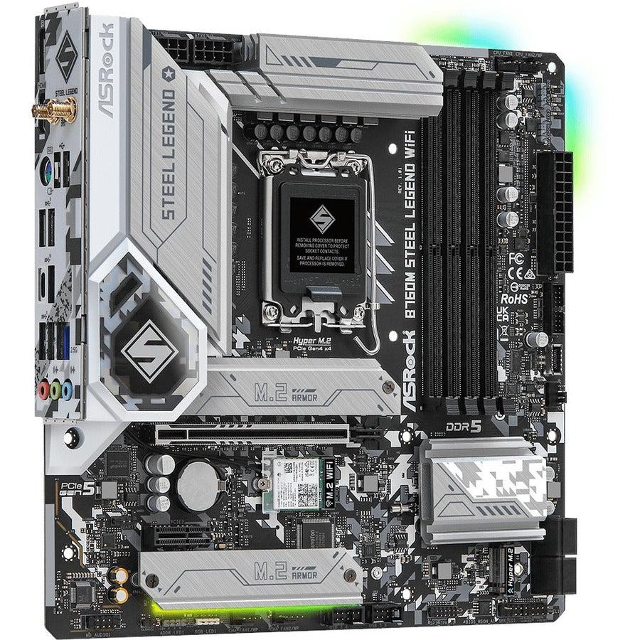 ASRock B760M Steel Legend WiFi Gaming Desktop Motherboard - Intel B760 Chipset - Socket LGA-1700 - Micro ATX