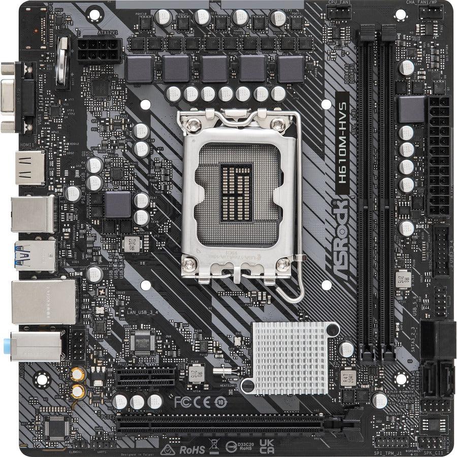 ASRock H610M-HVS Desktop Motherboard - Intel H610 Chipset - Socket LGA-1700 - Micro ATX