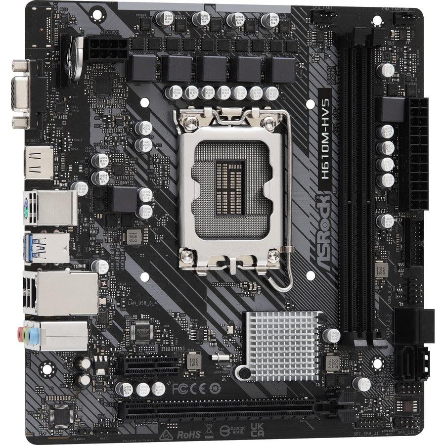 ASRock H610M-HVS Desktop Motherboard - Intel H610 Chipset - Socket LGA-1700 - Micro ATX