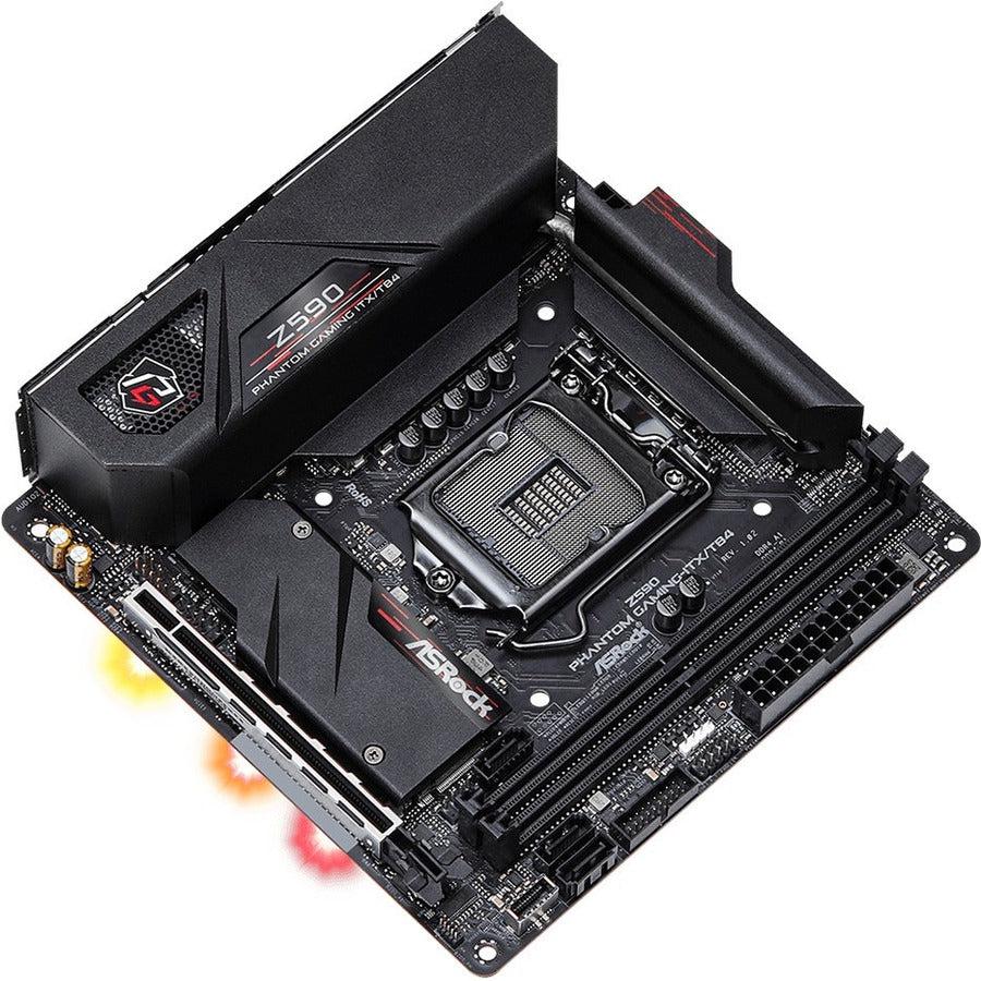 ASRock Z590 Phantom Gaming-ITX/TB4 Desktop Motherboard - Intel Z590 Chipset - Socket LGA-1200 - Intel Optane Memory Ready - Mini ITX