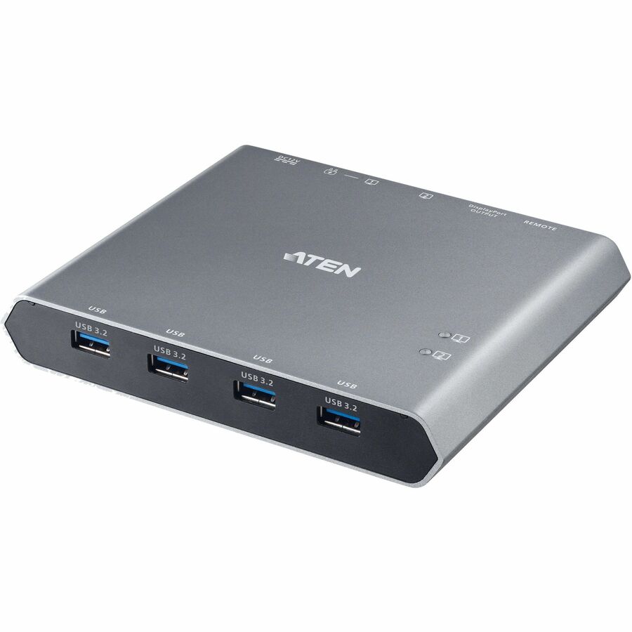 ATEN 2-Port 4K DisplayPort USB-C KVM Dock Switch with Power Pass-through - 2 Computer(s)